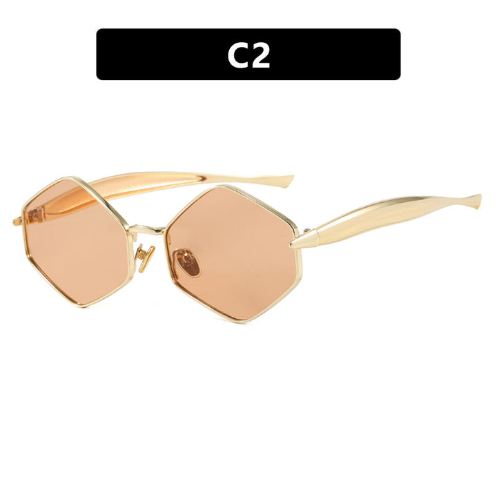 Women's hexagonal sunglasses with elegant metal frame and UV protection Skanto
