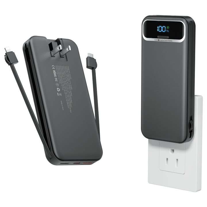 Powerbank med innebygd batterilader og LCD-skjerm Skanto