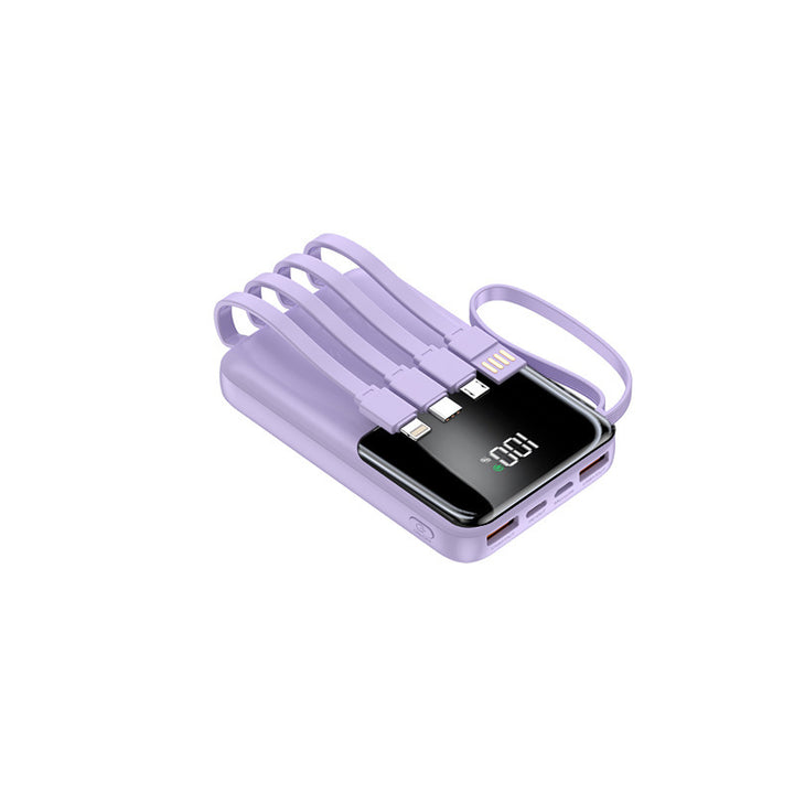 Bærbar Powerbank med flere innebygde ladekabler og digital skjerm Skanto