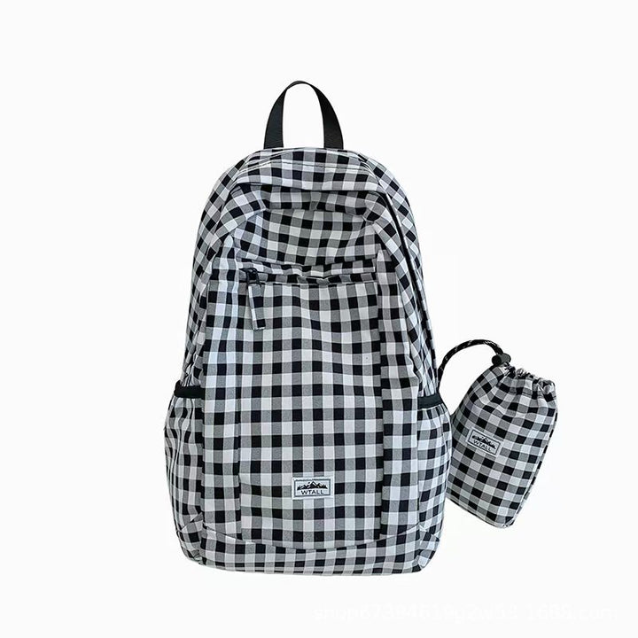 Gingham-mønstret lett ryggsekk Skanto