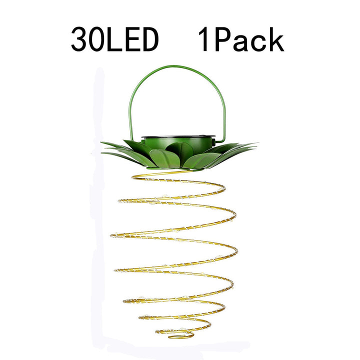 Spiral Hengende Solar LED Lantern Med Lotus Kåpe Og Bæregrep Skanto