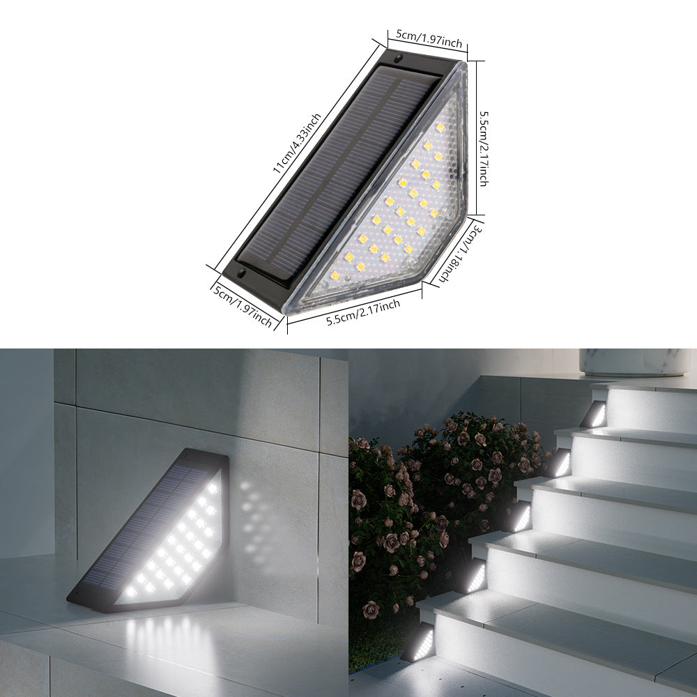 Trekantet Solenergi LED Hjørne Trinnlys Med Høy Effektivitet Fotovoltaisk Panel Og Vanntett Hus Skanto