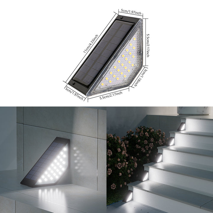 Trekantet Solenergi LED Hjørne Trinnlys Med Høy Effektivitet Fotovoltaisk Panel Og Vanntett Hus Skanto