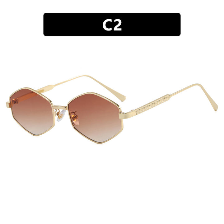 Women's hexagonal sunglasses with elegant metal accents and UV protection Skanto