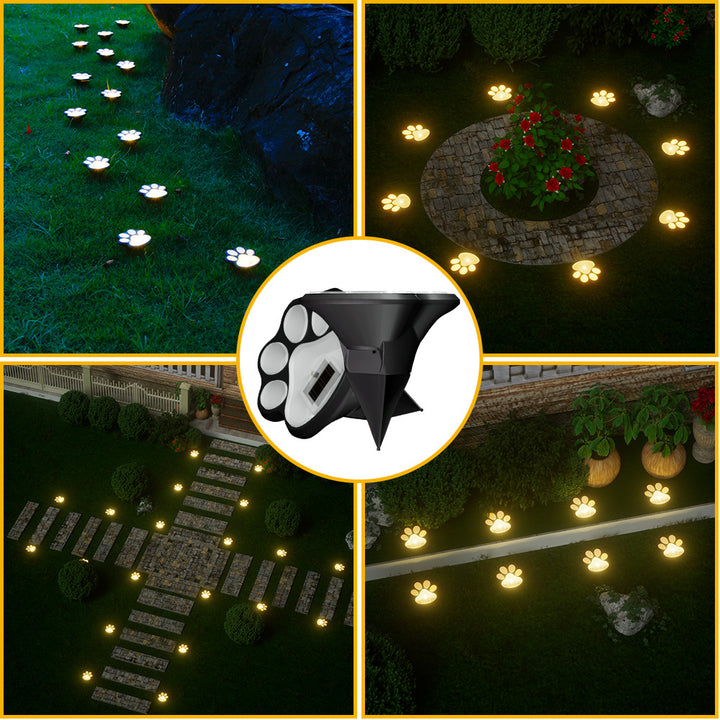 Paw Print Solenergi Hagebane Stake Lys Med Integrert Panel Og Bakke Spike Montering Skanto