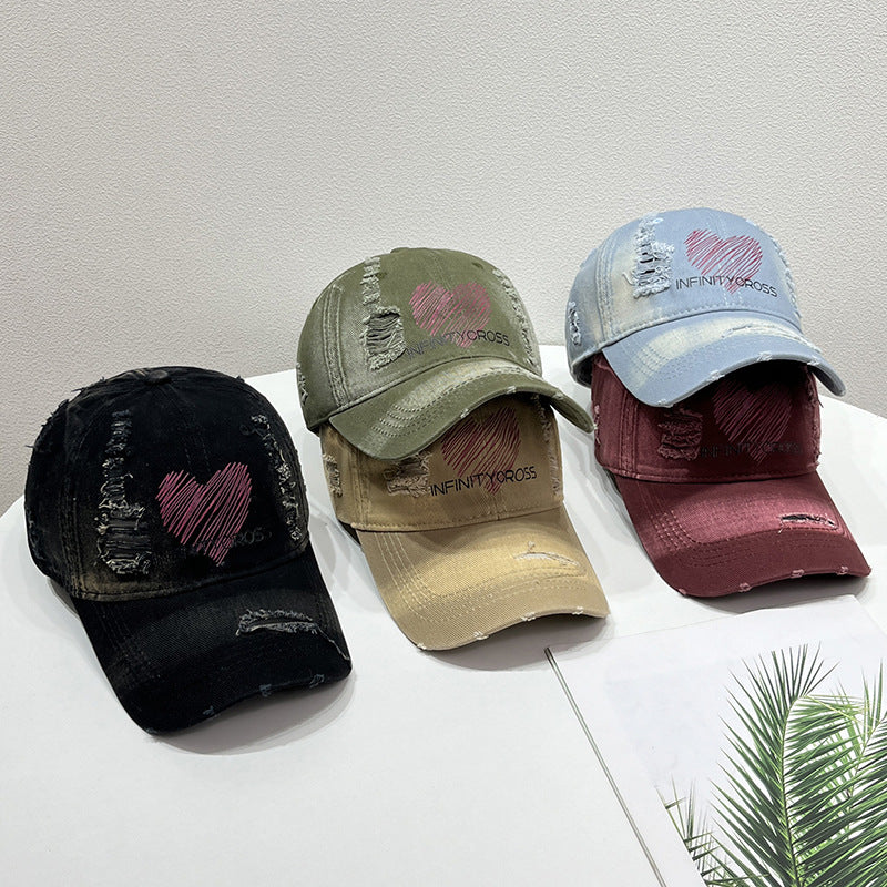Kvinnenes Slitt Hjerte Brodert Baseball Cap Skanto