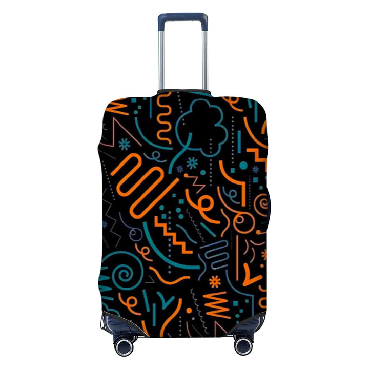 Unisex nan elastisk koffertbeskyttelse med geometrisk motiv, dehnbart polyester-spandex dekke, glidelåsåpning og sklisikker innvendig sikring for Trolley Skanto