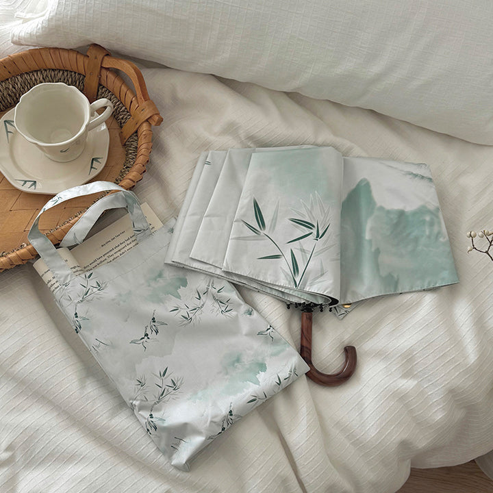 Dame shoppingbag med integrert sammenleggbart paraply Skanto