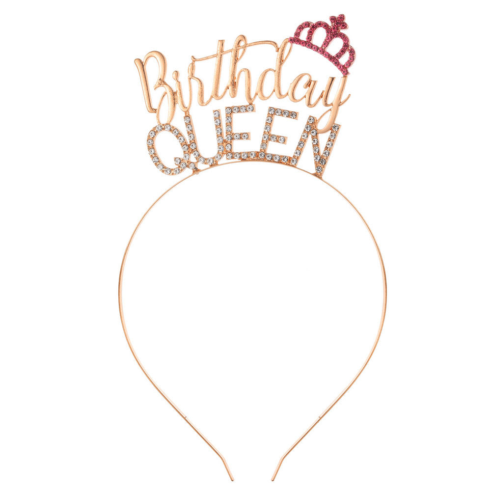 Damer Glitrende Hårbånd med "Birthday Queen"-skrift Skanto