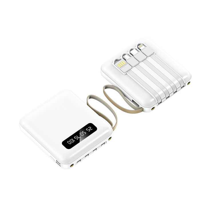 Slim Powerbank med integrerte kabler Skanto