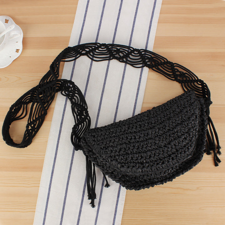 Macrame shoulder bag with elegant fringe detail Skanto