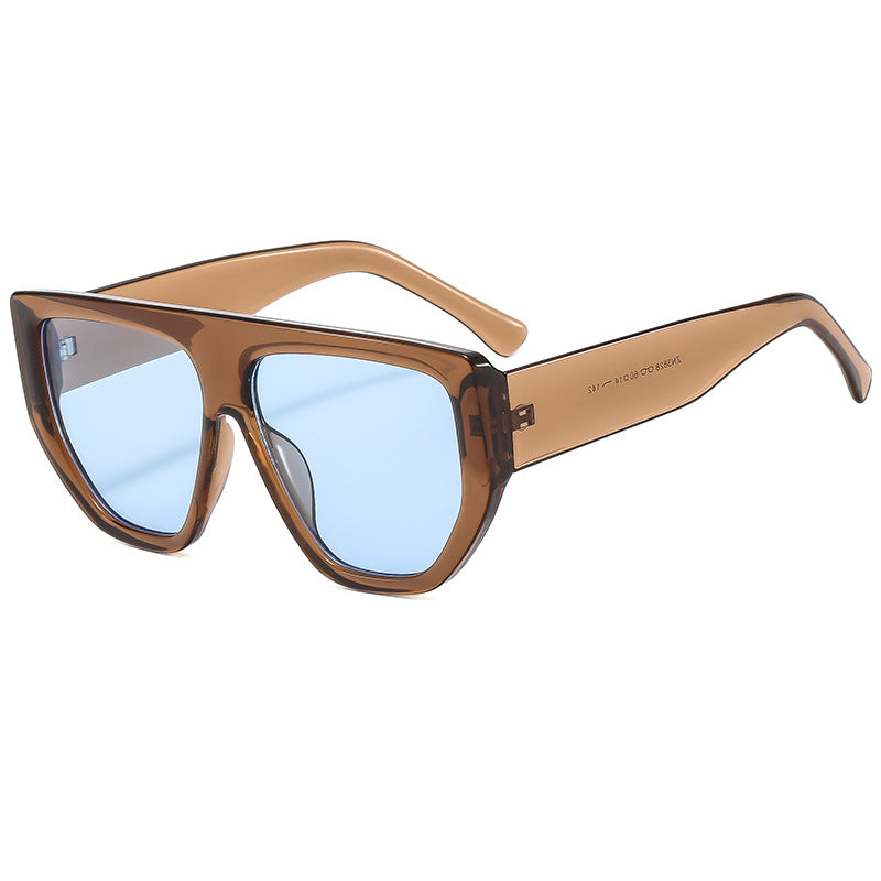 Dame oversized solbriller med stilige geometriske rammer Skanto