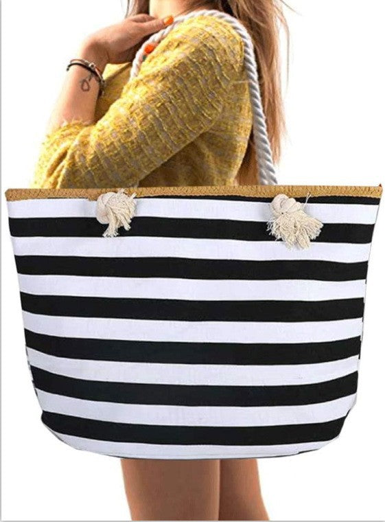 Strandveske med maritim stripe design Skanto