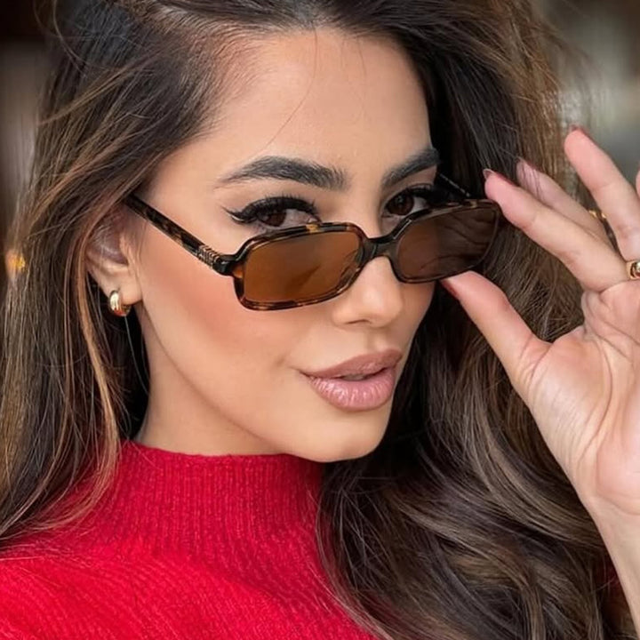 Women's fashionable square glasses with elegant plastic frame and golden accents Skanto