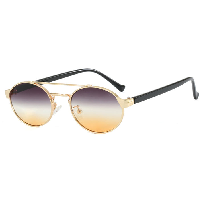 Women's fashionable sunglasses in stylish round design with gold accents Skanto