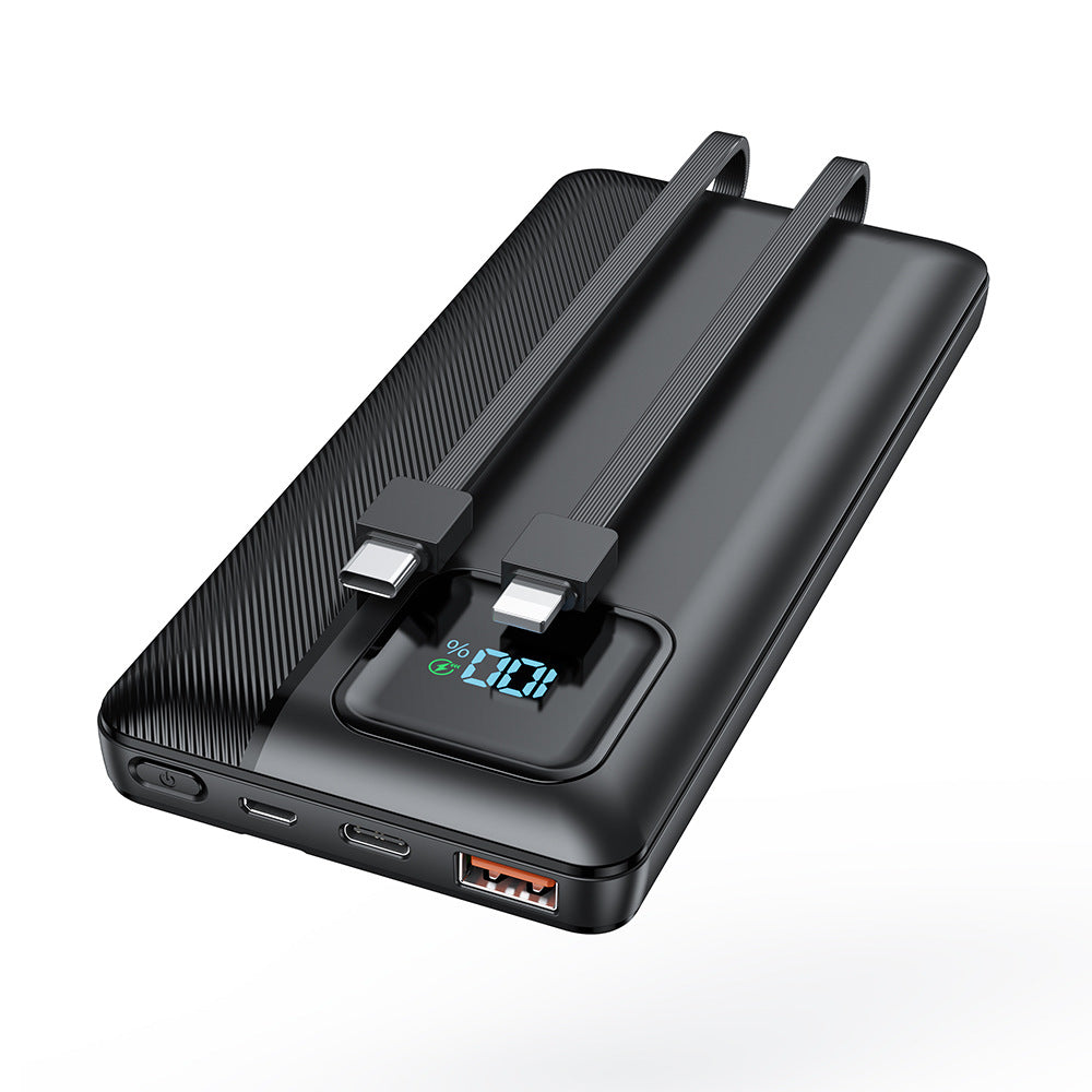 Powerbank med integrert ladekabel og LED-skjerm Skanto
