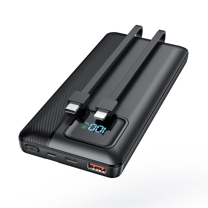 Powerbank med integrert ladekabel og LED-skjerm Skanto