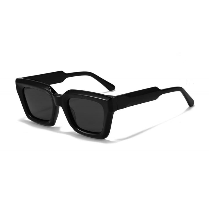 Dame firkantet solbrille med moderne plastikkinnestel og myke linser Skanto
