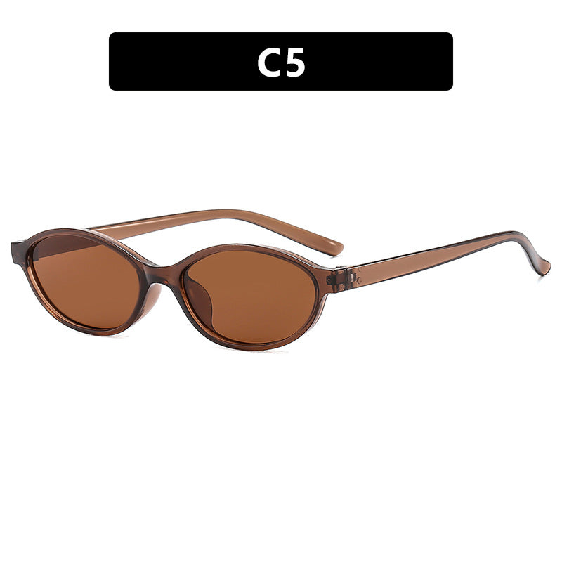 Women's oval sunglasses with transparent frame and UV protection Skanto