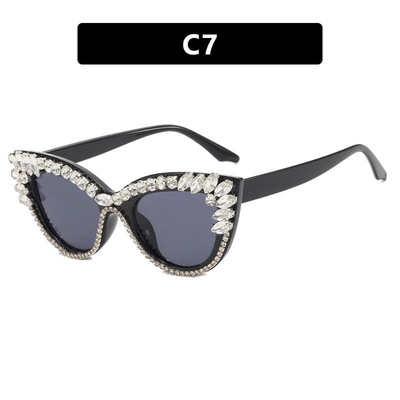 Damer ekstravagante Cat-Eye solbriller med glitrende rhinestones Skanto