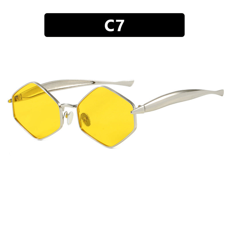 Women's hexagonal sunglasses with elegant metal frame and UV protection Skanto