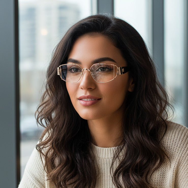 Dame designer solbrille i moderne, kantete stil Skanto