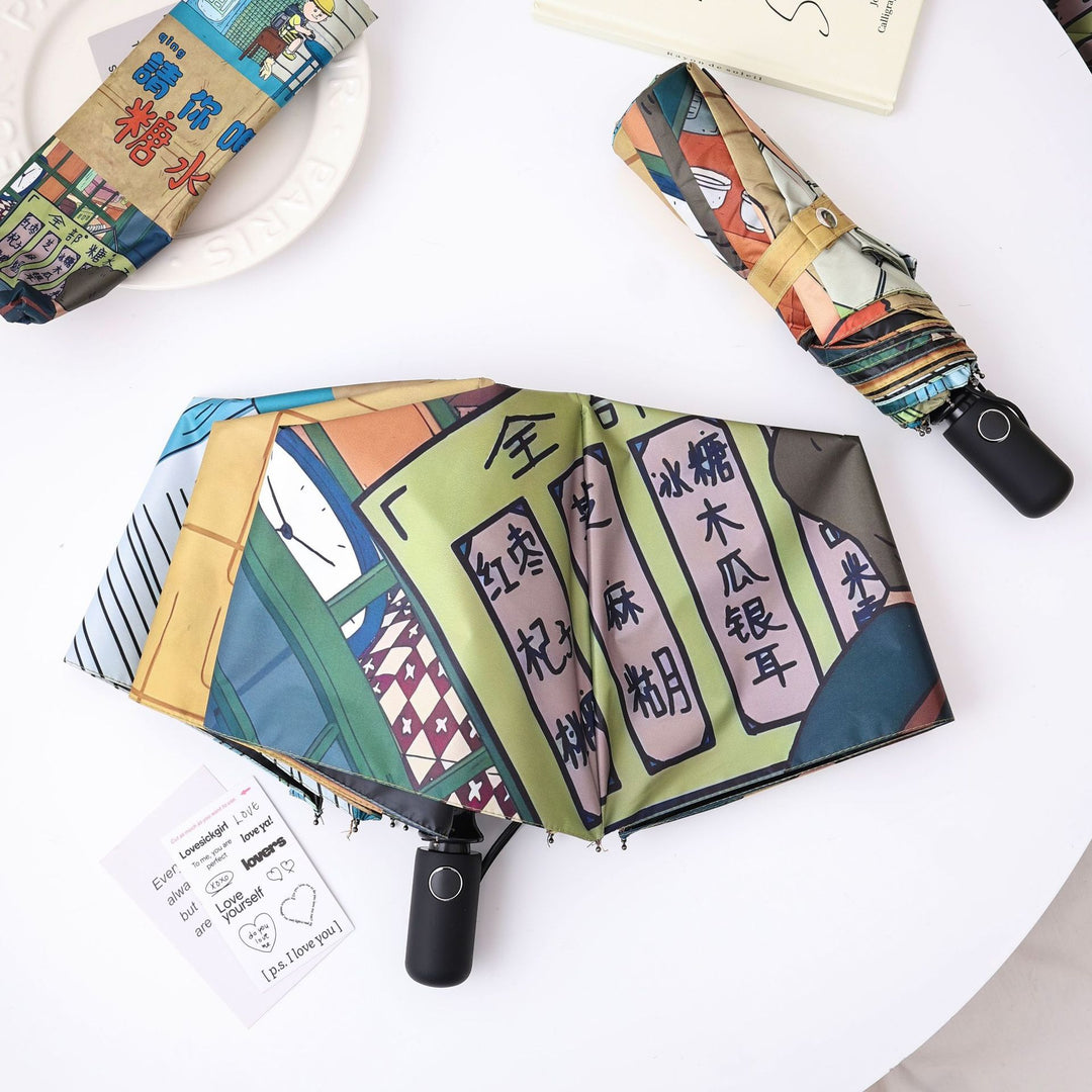 Damer innovativ foldbar paraply med unikt grafisk design Skanto