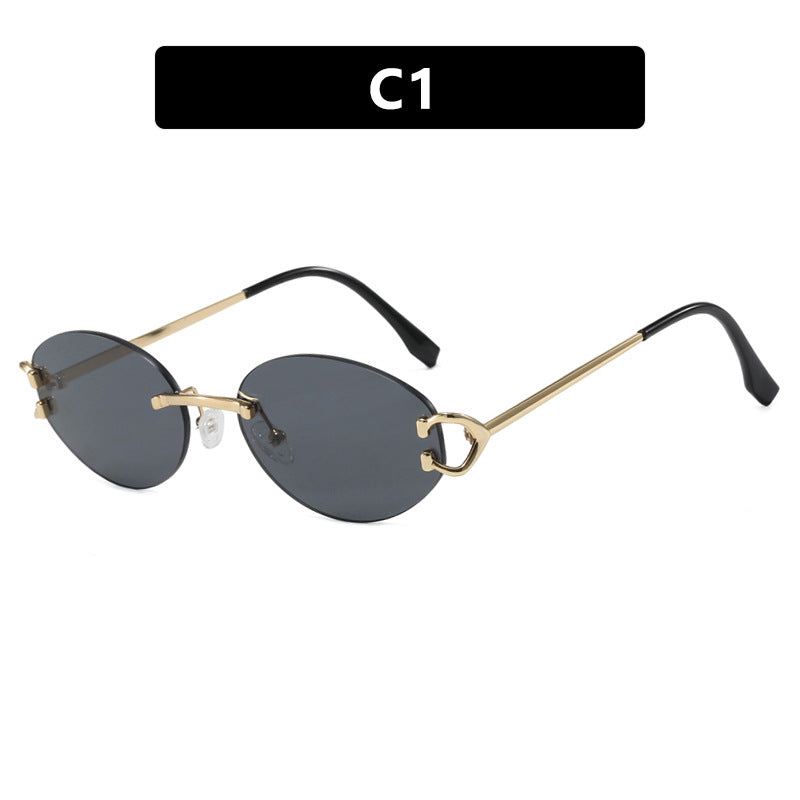Women's elegant oval sunglasses with modern metal frame Skanto