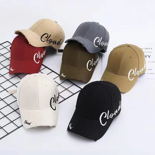 Kvinne Slitt Bomull Baseball Caps med Skript Design Skanto