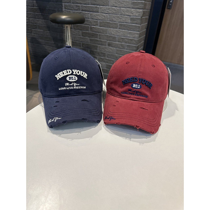 Herre Distressed Cotton Brodert Baseball Cap Skanto