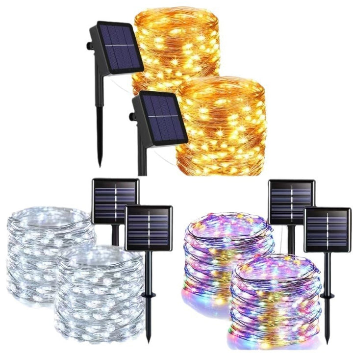 Solcelle Kobbertråd Fe String Lys Med Dual Stake Paneler Skanto