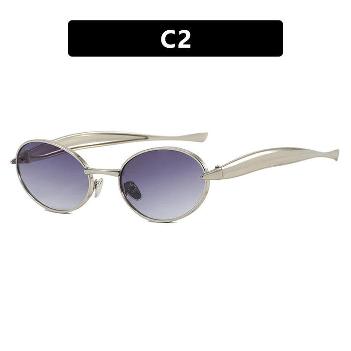 Women's Fashionable Oval Frame Sunglasses with Glittering Details Skanto