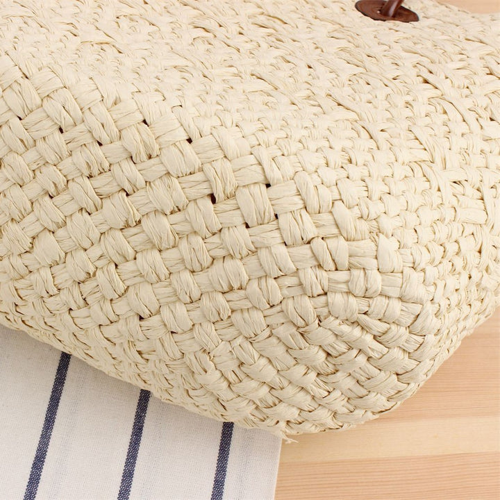 Handmade beach bag with brown leather handles Skanto