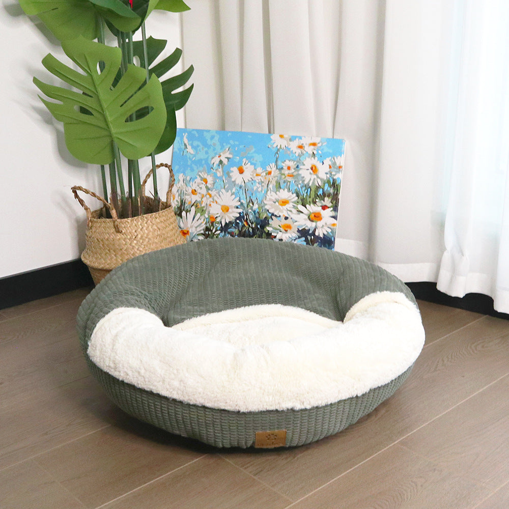 Plush rund hundeseng