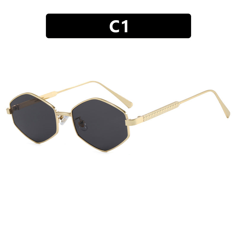 Women's hexagonal sunglasses with elegant metal accents and UV protection Skanto