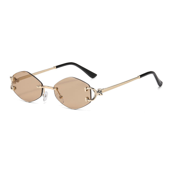 Dame futuristisk solbrille med iøynefallende heksagonalramme og høykvalitets glitrende aksenter Skanto