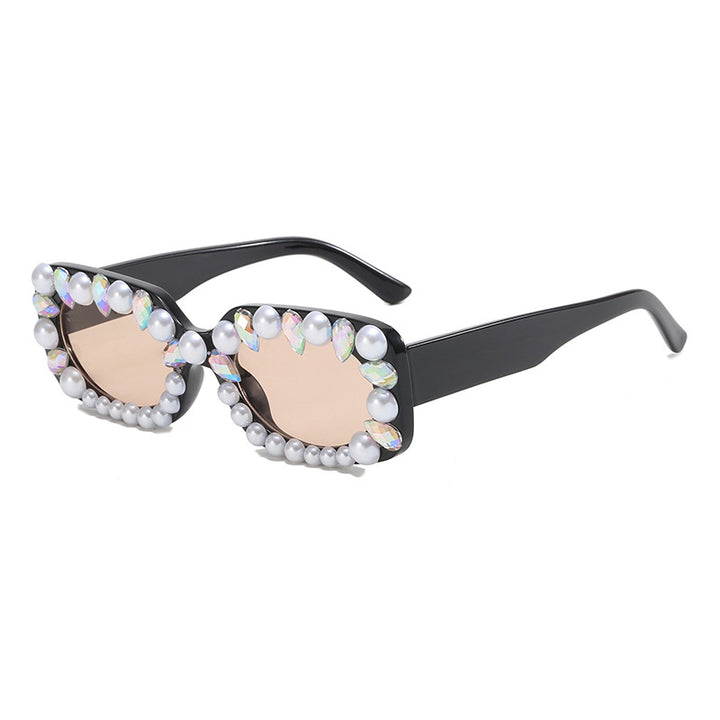 Damer elegant solbrille med perlepynt Skanto