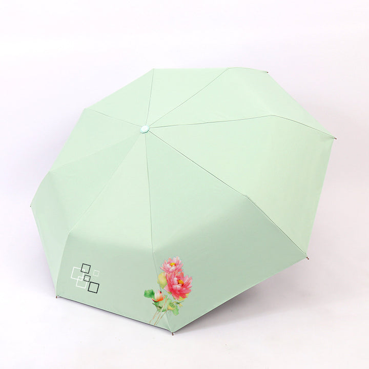 Kvinnes sammenleggbare paraply med elegant blomsterdesign Skanto