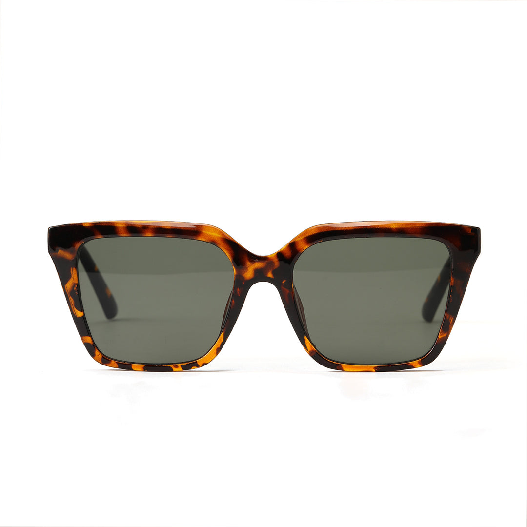 Dame geometrisk solbrille med beskyttende UV-filter og stilfullt skilpadde-design Skanto