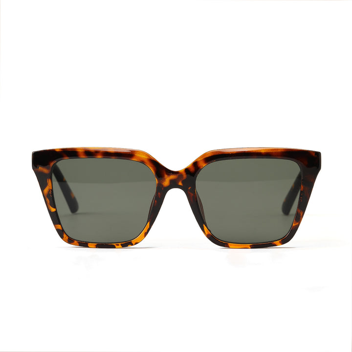 Dame geometrisk solbrille med beskyttende UV-filter og stilfullt skilpadde-design Skanto
