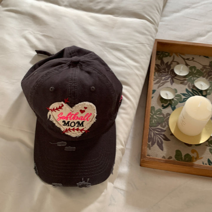 Kvinne Brodert Softball Mor Caps Skanto
