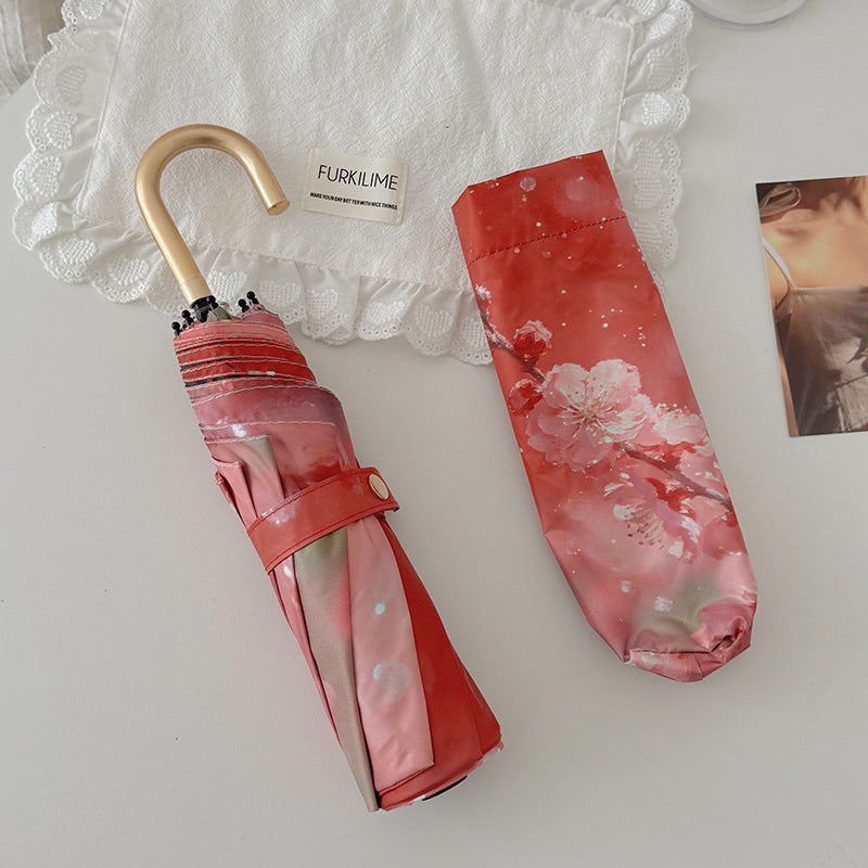 Damer Sammenleggbar Paraply med innovativt Blomstermotiv Skanto