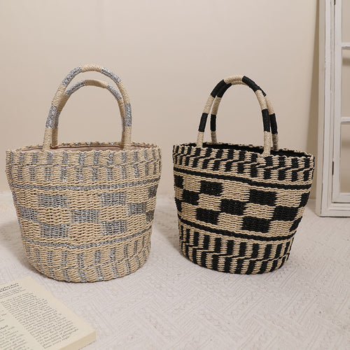 Handmade basket bag with modern geometric pattern Skanto