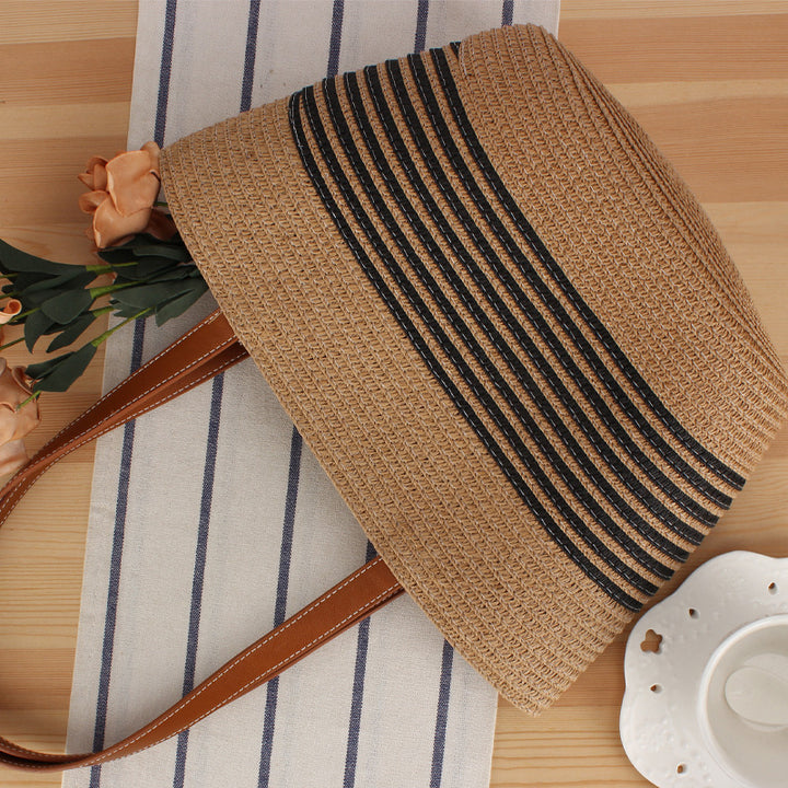 Tote bag with structured design of natural weave Skanto