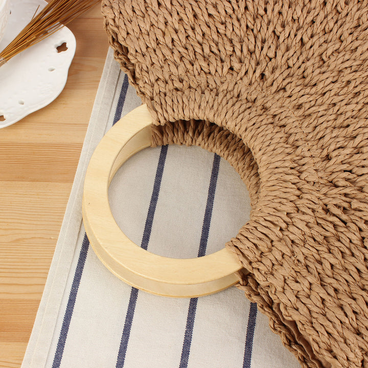 Designer bag made of handmade wicker with wooden handle Skanto