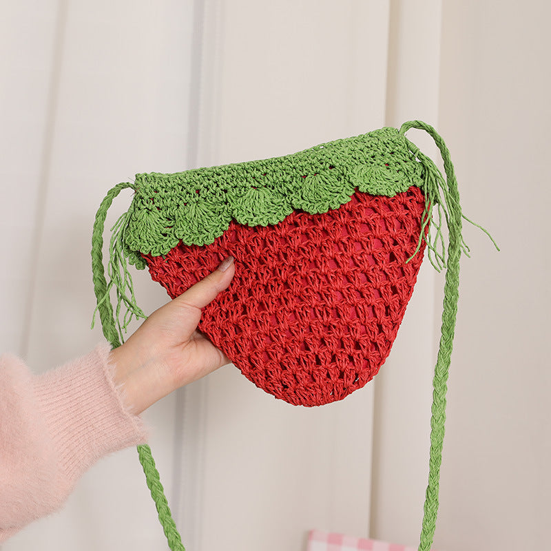 Handmade shoulder bag in fruity strawberry design Skanto