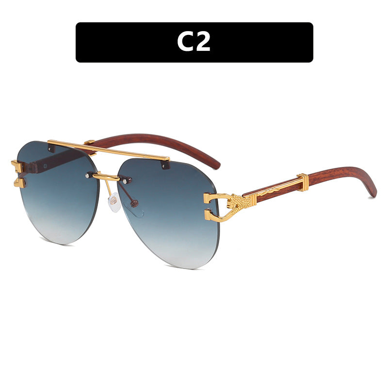 Women's Fashion Pilot Sunglasses with Luxurious Metal Accents and Wood Details Skanto
