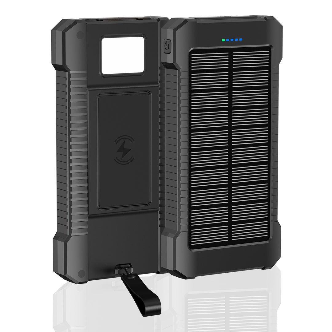 Solcellepowerbank med integrert LED-lampe og kompass Skanto