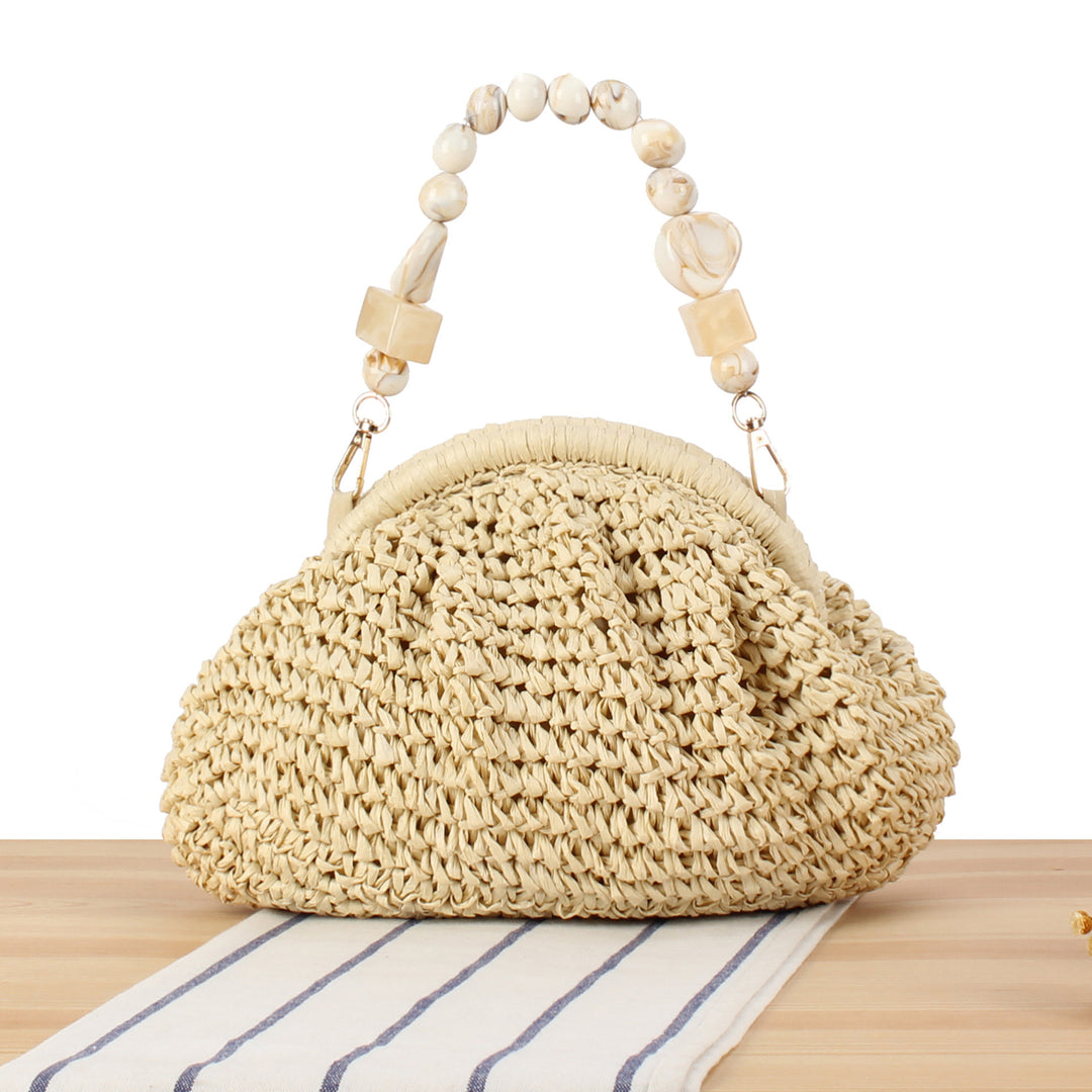 Stylish handbag with colorful beaded handle Skanto
