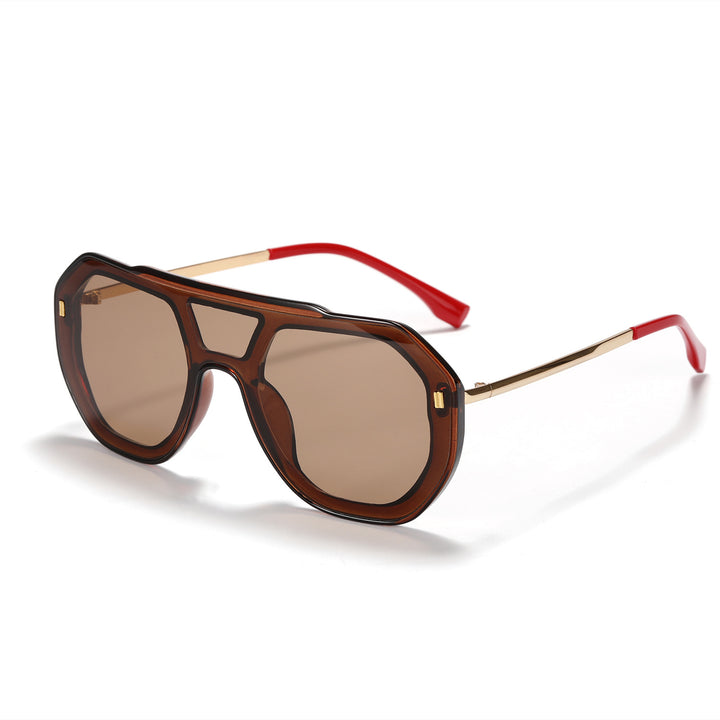 Dame oversized geometrisk solbrille med elegant ramme Skanto